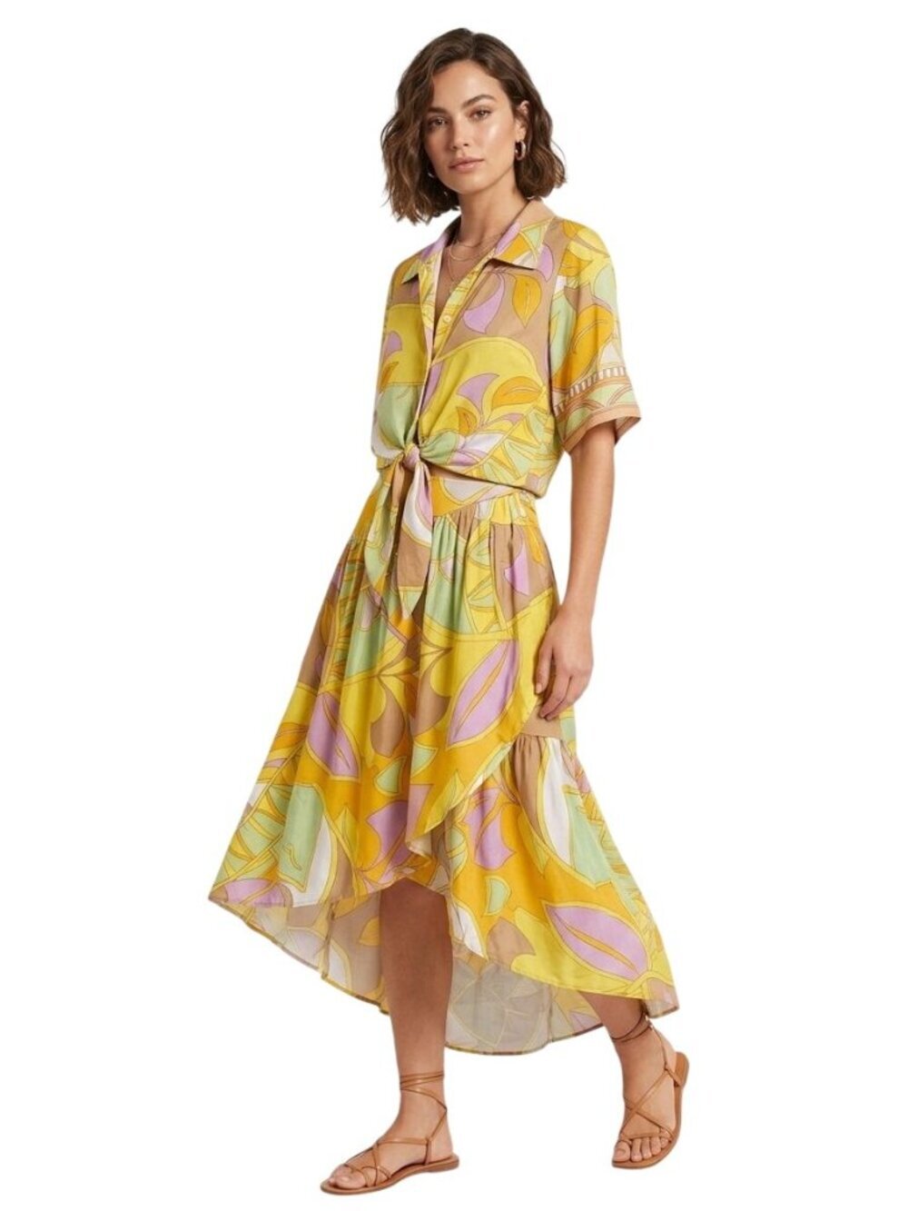 Rachel Zoe NWT Floral Cropped Blouse Ruffled Skirt Set Rayon Size S